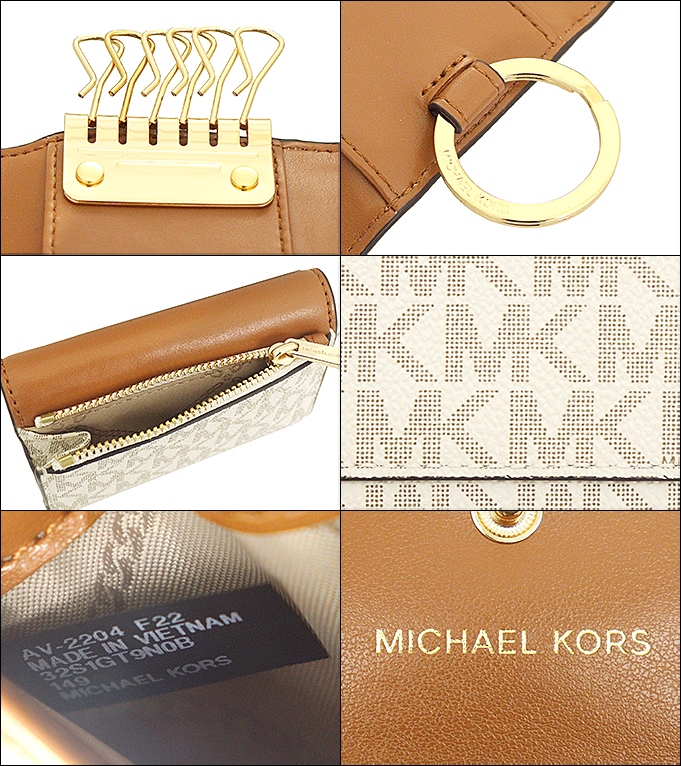 マイケルコース MICHAEL KORS 小物 キーケース 32S1GT9N0B バニラ×エイコーン ジェット セット チャーム シグネチャー スモール ジップ 6連 レディース｜import-collection-yr｜03