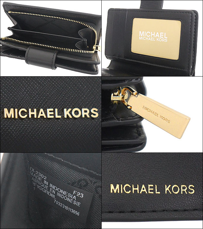 マイケルコース MICHAEL KORS 財布 二つ折り財布 32F1GGRD8L ブラック グリニッジ レザー ミディアム タブ ジップ ウォレット レディース｜import-collection-yr｜03