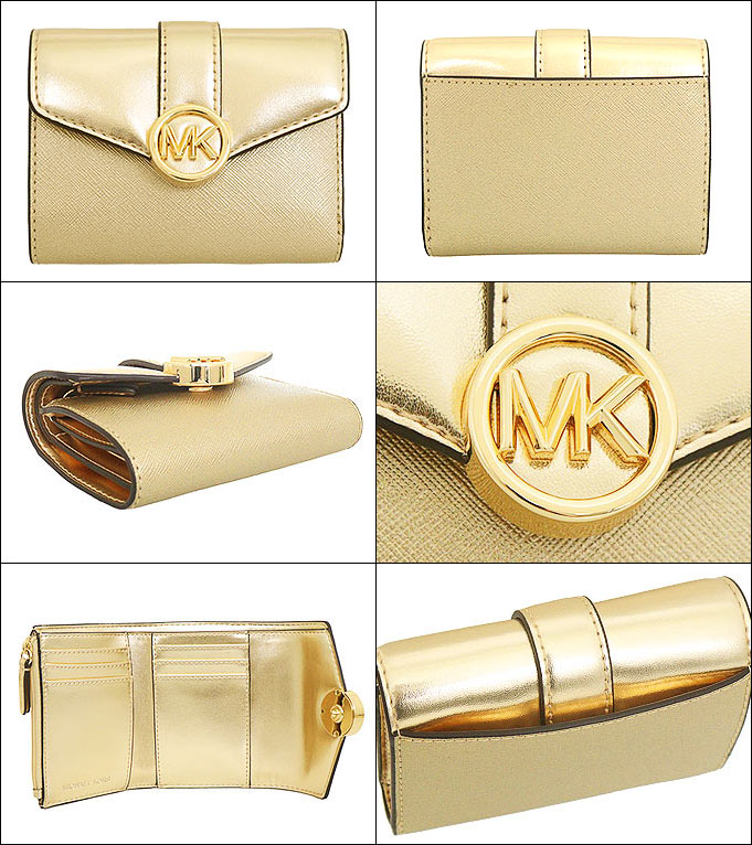 期間限定特売 マイケルコース MICHAEL KORS 財布 二つ折り財布 35F3GNMF8M ペールゴールド カルメン PVC レザー フラップ ビルフォールド ウォレット アウトレット レディース