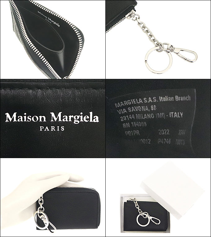 メゾンマルジェラ Maison Margiela 財布 コインケース SA1UI0012 P4746 ブラック 4ステッチ デイア レザー L ジップ  キーリング コインケース メンズ レディース