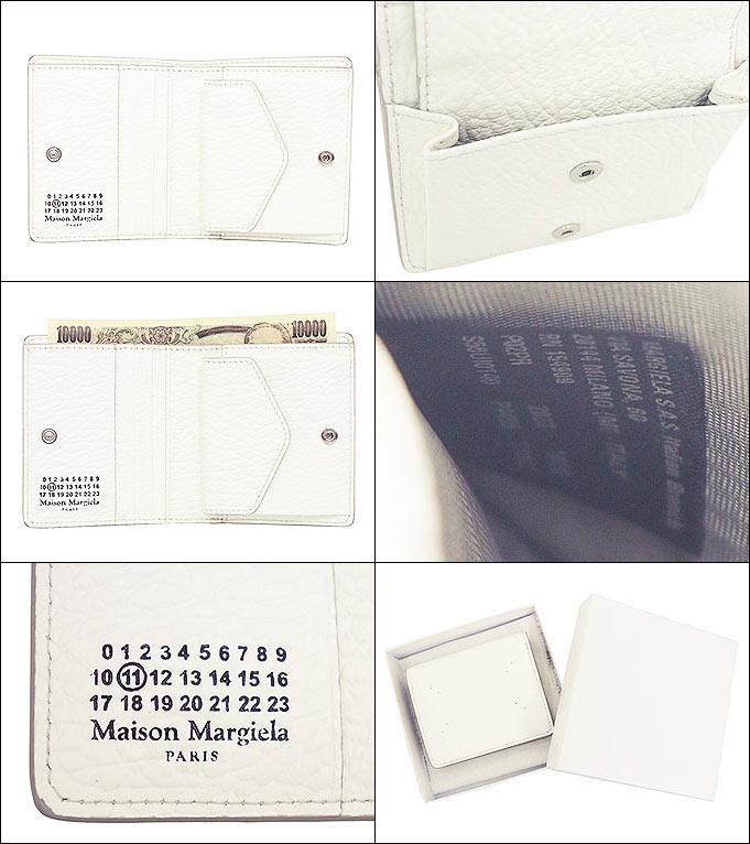 メゾンマルジェラ Maison Margiela 財布 二つ折り財布 S56UI0140 P4455 ホワイト 4ステッチ エンボス カーフ レザー ウォレット レディース メンズ | Maison Margiela | 02
