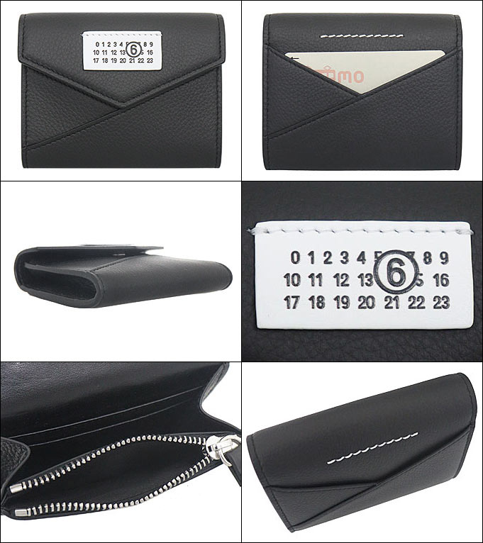 エムエムシックス MM6 Maison Margiela 小物 カードケース SA5UI0010 P5691 ブラック ジャパニーズ 6 カーフ レザー フラップ ウォレット レディース｜import-collection-yr｜02