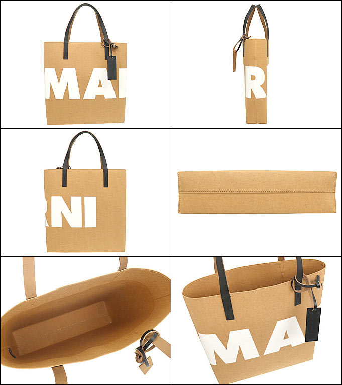 マルニ MARNI バッグ トートバッグ SHMPQ10A11 P4908 ゴールドブラウン×ブラック ノース サウス セルロース ファイバー ロゴ  ショッピング バッグ レディース