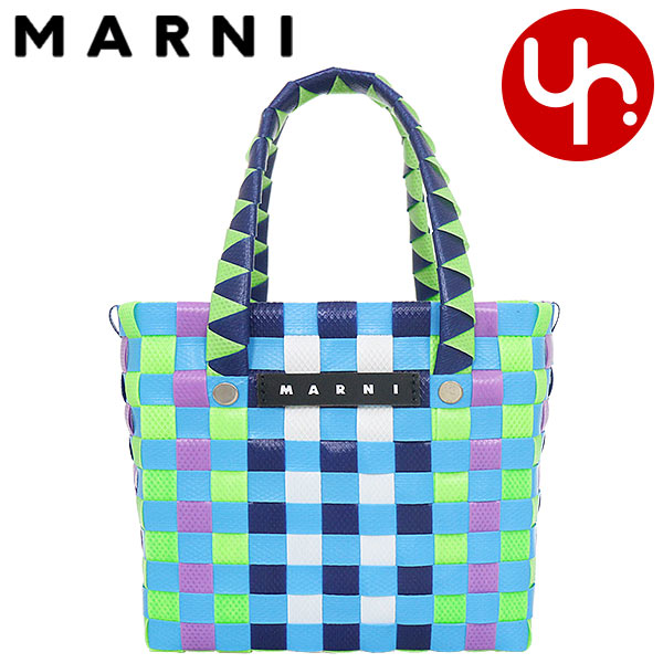 【48時間限定ポイント2％】マルニ MARNI バッグ ハンドバッグ M00178 M00IW ブルー×ライトグリーン マルニ キッズ バーントブリック ウーブン マイクロ バスケ｜import-collection-yr