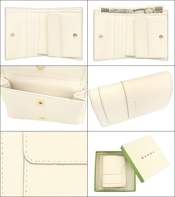 即日発送可能】MARNI TRUNK 折りたたみ財布 レディース ホワイト