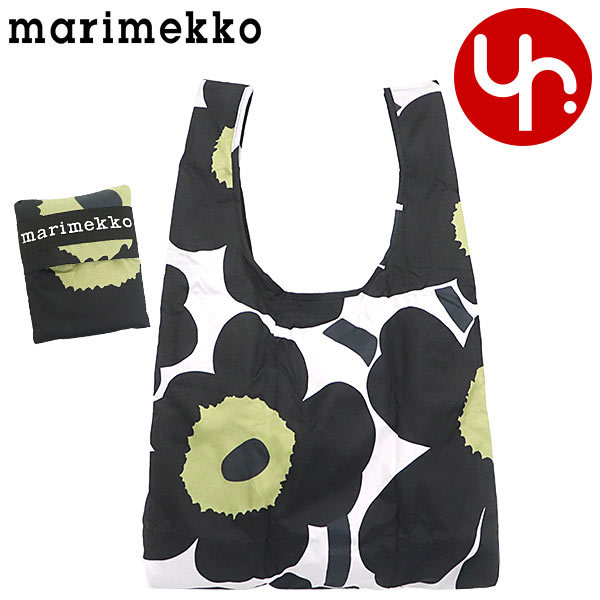 マリメッコ Marimekko バッグ トートバッグ 48853 ホワイト×ブラックオリーブ PIENI UNIKKO ピエニ ウニッコ ナイロン ポケッタブル エコバッグ レディース