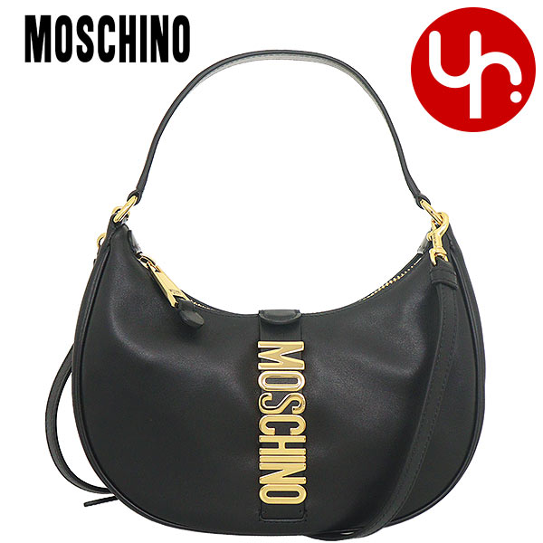 モスキーノ MOSCHINO バッグ ショルダーバッグ A7472 8008 ブラック モスキーノ ゴールド レタリング ロゴ ベルト レザー ホーボー レディース :ms ba230419 10:インポートコレクションYR