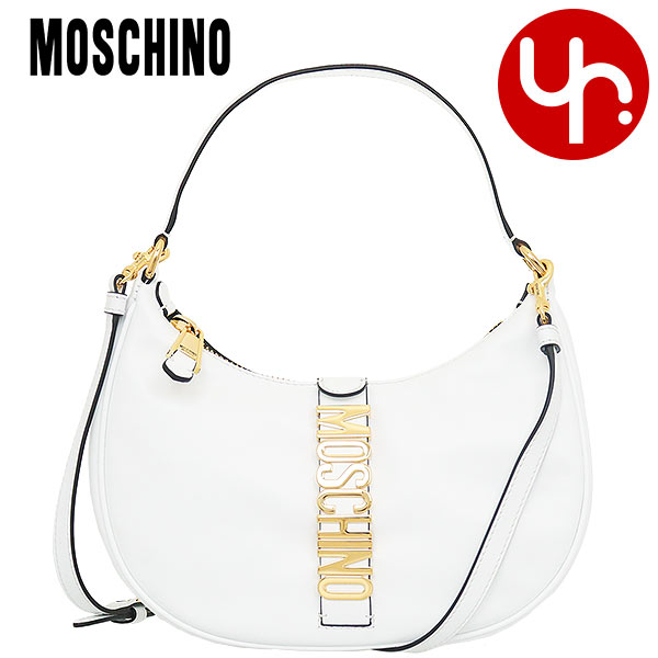 モスキーノ MOSCHINO バッグ ショルダーバッグ A7472 8008 ホワイト モスキーノ ゴールド レタリング ロゴ ベルト レザー ホーボー レディース :ms ba230419 9:インポートコレクションYR