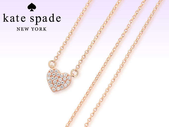 ケイトスペード kate spade アクセサリー ネックレス O0R00150 クリア×ローズゴール パヴェ ハート ミニ ペンダント アウトレット  レディース