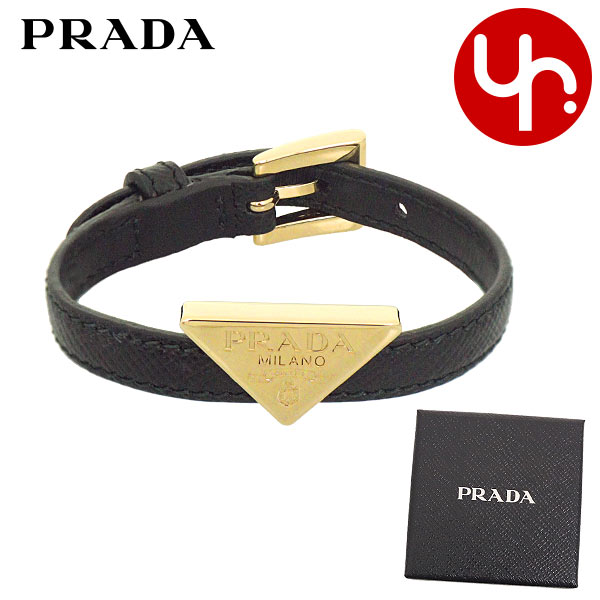 Yahoo! Yahoo!ショッピング(ヤフー ショッピング)プラダ PRADA アクセサリー ブレスレット 1IB341 053 ネロ サフィアーノ レザー トライアングル ロゴ ブレスレット レディース