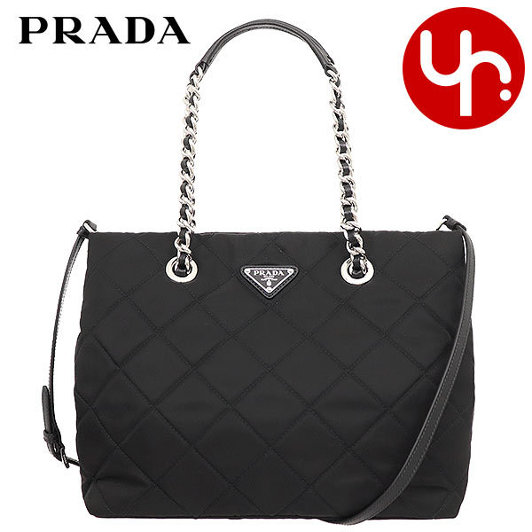 プラダ PRADA バッグ トートバッグ 1BG740 2AS3 OOO ネロ テスート キルティング ナイロン トライアングル ロゴ チェーン  レディース