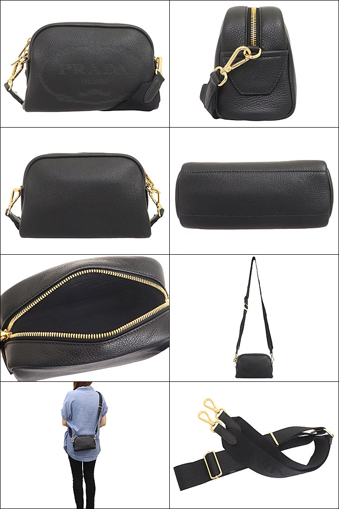 プラダ PRADA バッグ ショルダーバッグ 1BH187 2DKV OLO ネロ ヴィッテロ ダイノ ソフト レザー パンチング ロゴ  ショルダーバッグ レディース