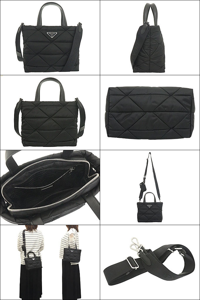 プラダ Prada バッグ トートバッグ 1bg373 Rdjn B9o ネロ テスート キルティング パデッド リナイロン Re Nylon トライアングル ロゴ ポーチ付き レディース