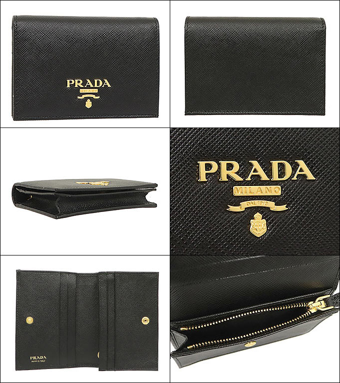 PRADA プラダ 財布 二つ折り財布 1MV021 QWA ネロ サフィアーノ