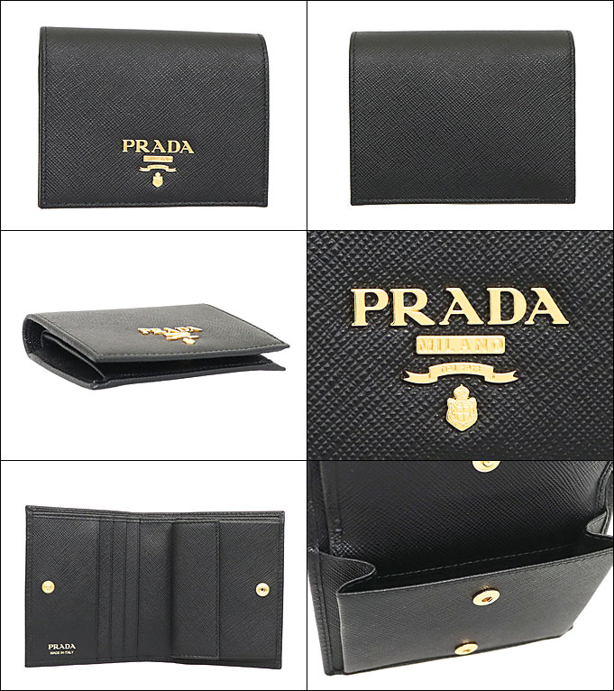 PRADA プラダ 財布 二つ折り財布 1MV204 QWA ネロ サフィアーノ