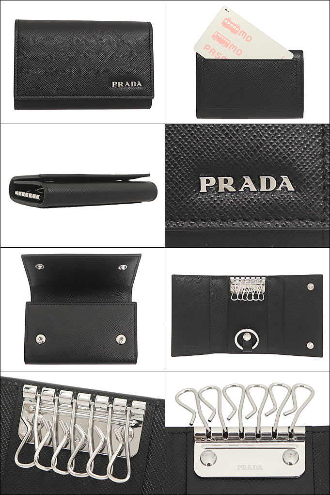 プラダ PRADA 小物 キーケース 2PG002 C5S ネロ サフィアーノ レザー メタル ロゴ 6連 キーケース メンズ レディース｜import-collection-yr｜02