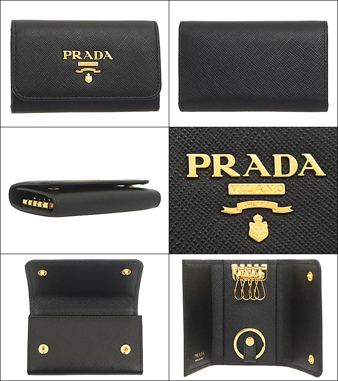 プラダ PRADA 小物 キーケース 1PG004 QWA ネロ サフィアーノ レザー メタル ロゴ 4連 キーケース レディース | PRADA | 01