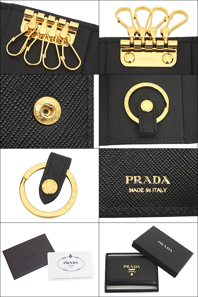 プラダ PRADA 小物 キーケース 1PG004 QWA ネロ サフィアーノ レザー メタル ロゴ 4連 キーケース レディース｜import-collection-yr｜03