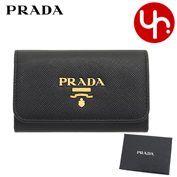 プラダ PRADA 小物 キーケース 1PG004 QWA ネロ サフィアーノ レザー メタル ロゴ 4連 キーケース レディース｜import-collection-yr