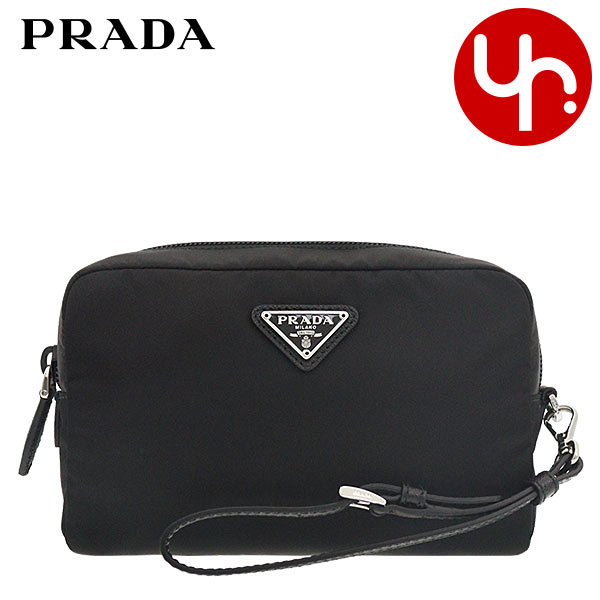 Yahoo! Yahoo!ショッピング(ヤフー ショッピング)プラダ PRADA 小物 ポーチ 1NE021 R067 ネロ ヴェラ リナイロン Re Nylon トライアングル ロゴ ポーチ レザー ストラップ付き レディース