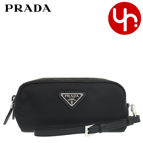 Yahoo! Yahoo!ショッピング(ヤフー ショッピング)プラダ PRADA 小物 ポーチ 1NE175 R067 ネロ ヴェラ リナイロン Re Nylon トライアングル ロゴ ポーチ レザー ストラップ付き レディース