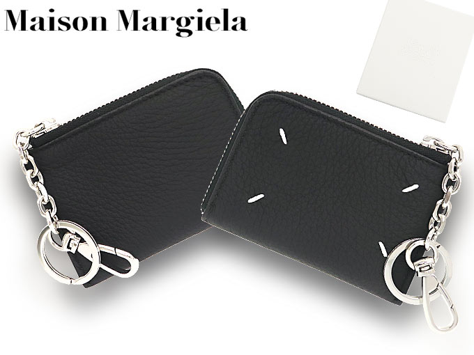 メゾンマルジェラ Maison Margiela 財布 コインケース SA1UI0012 P4746 ブラック 4ステッチ デイア レザー L ジップ  キーリング コインケース メンズ レディース