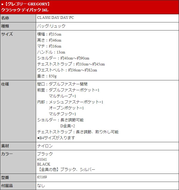 グレゴリー GREGORY バッグ リュック 65169 ブラック クラシック デイパック 26L メンズ レディース | GREGORY | 04