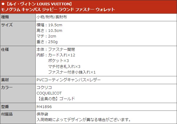 ルイ・ヴィトン LOUIS VUITTON 財布 長財布 M41896 コクリコ モノグラム キャンバス ジッピー ラウンド ファスナー ウォレット レディース | LOUIS VUITTON | 04