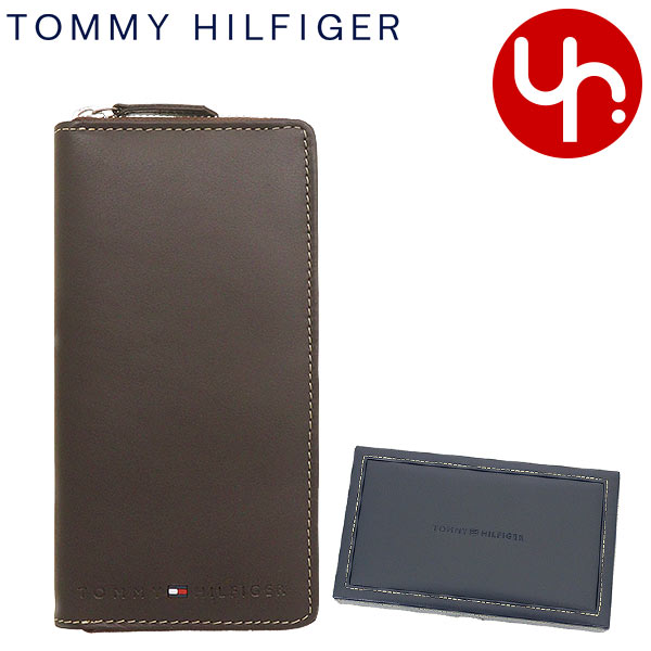 トミー ヒルフィガー TOMMY HILFIGER 財布 長財布 31TL13X015 ブラウン WELLESLEY ジェニュイン レザー ロング ジップ アラウンド ウォレット メンズ