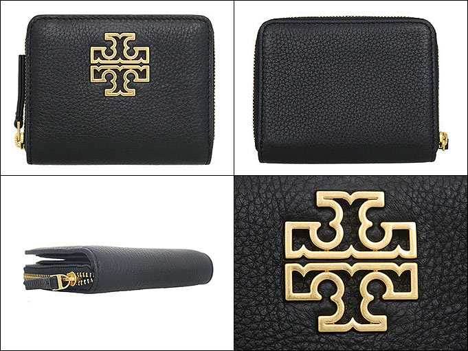 トリーバーチのブラック パテントレザー 二つ折り財布 トリーバーチ 財布 レディース 折り畳み財布 二つ折りミニ財布