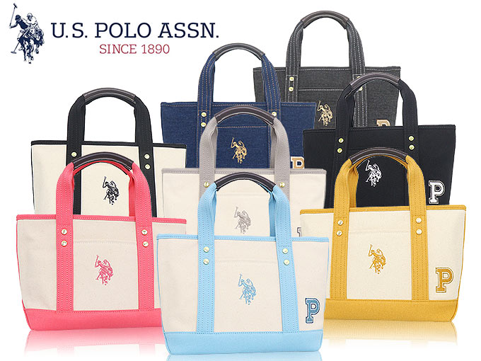 ユーエスポロアッスン U.S.POLO ASSN. バッグ トートバッグ USPA2674 インディゴデニム×インディゴデニム キャンバス Ｐ ロゴ  トート バッグ Ｓ レディース