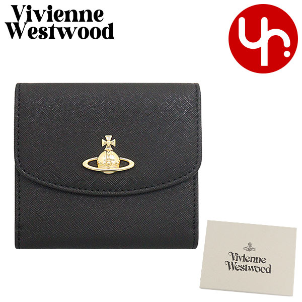 ヴィヴィアンウエストウッド✿サフィアーノレザー二つ折り財布✿ブラック Vivienne Westwood ヴィヴィアン ウエストウッド 財布 二つ折り