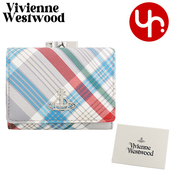 【48時間限定ポイント2％】ヴィヴィアン ウエストウッド Vivienne Westwood 財布 三つ折り財布 51010018U L0057 マドラスチェック サフィアーノ プリント ウォレ｜import-collection-yr