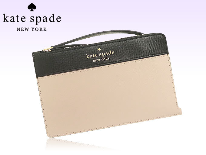 ケイトスペード kate spade 小物 ポーチ WLR00116 ウォームベージュマルチ ステイシー カラーブロック レザー L ジップ リストレット アウトレット レディース｜import-collection-yr｜04