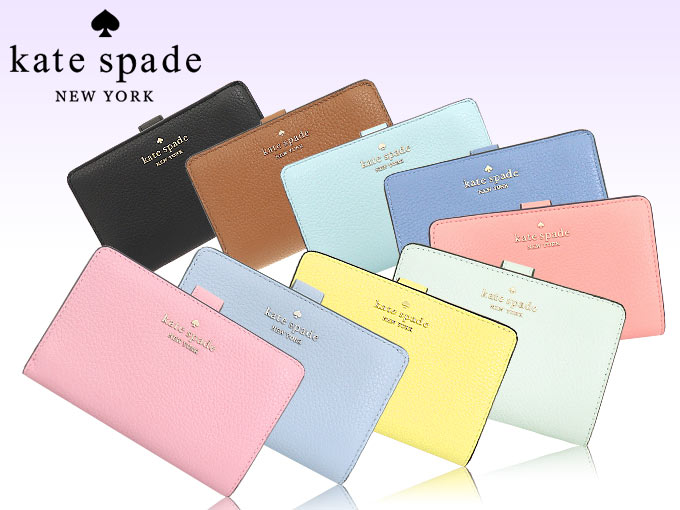 ケイトスペード kate spade 財布 二つ折り財布 WLR00394 デューイーブルー レイラ ペブルド レザー ミディアム コンパクト ウォレット アウトレット レディース｜import-collection-yr｜04