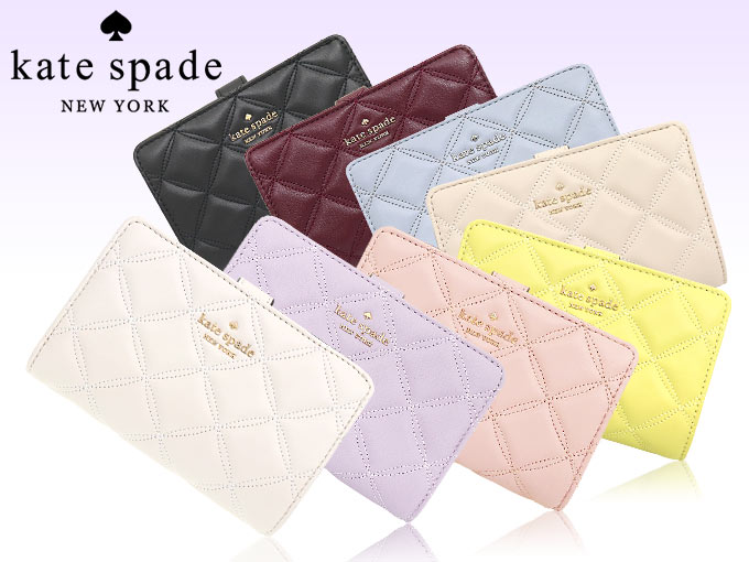 ケイトスペード kate spade 財布 二つ折り財布 WLRU6344 ブラック ナタリア キルテッド レザー ミディアム バイフォールド  ウォレット アウトレット レディース