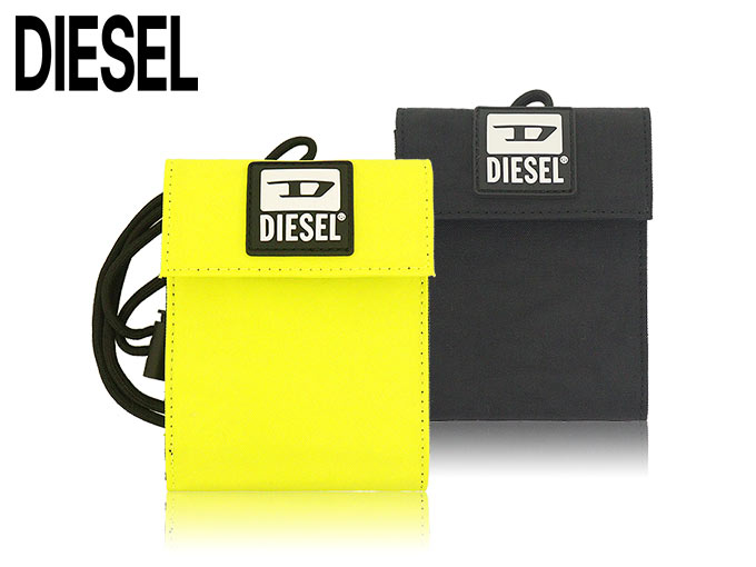 ディーゼル DIESEL 財布 二つ折り財布 X08102 P3383 イエロー HIRESH FD ナイロン ウォレット ネックストラップ付き  メンズ レディース