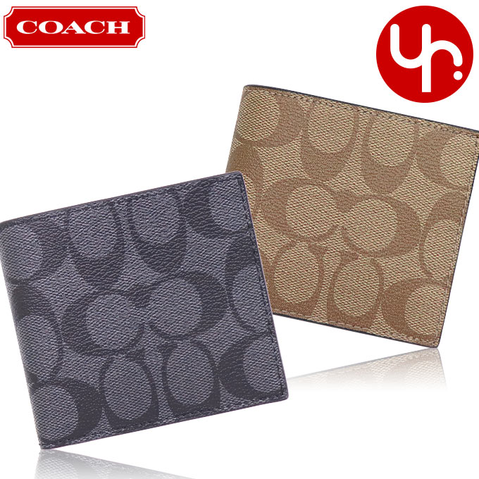 コーチ COACH 財布 二つ折り財布 F66551 シグネチャー PVC レザー ID ビルフォールド ウォレット アウトレット メンズ