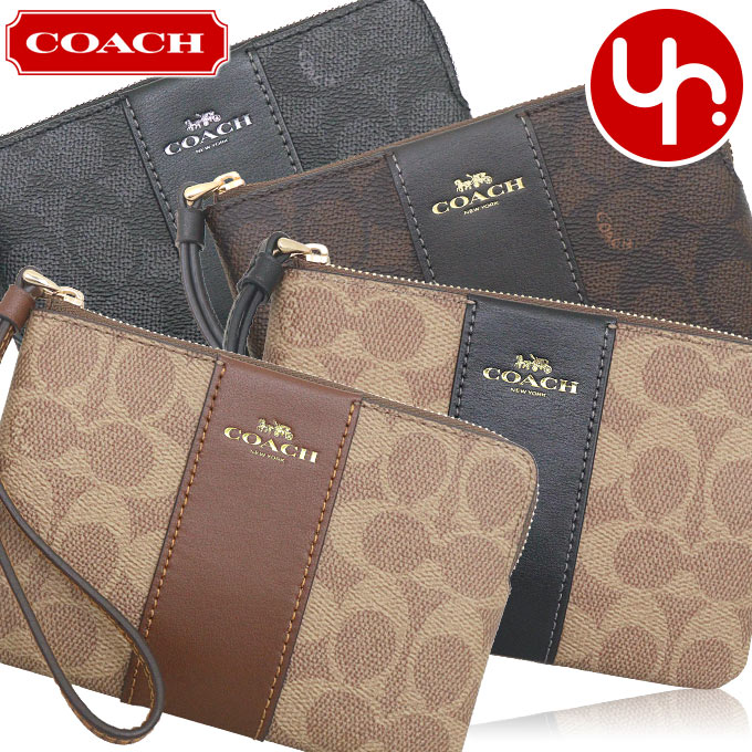 Yahoo! Yahoo!ショッピング(ヤフー ショッピング)【24時間限定ポイント2％】コーチ COACH 小物 ポーチ FCW854 シグネチャー コーテッド キャンバス レザー コーナー ジップ リス アウトレット品 レディース