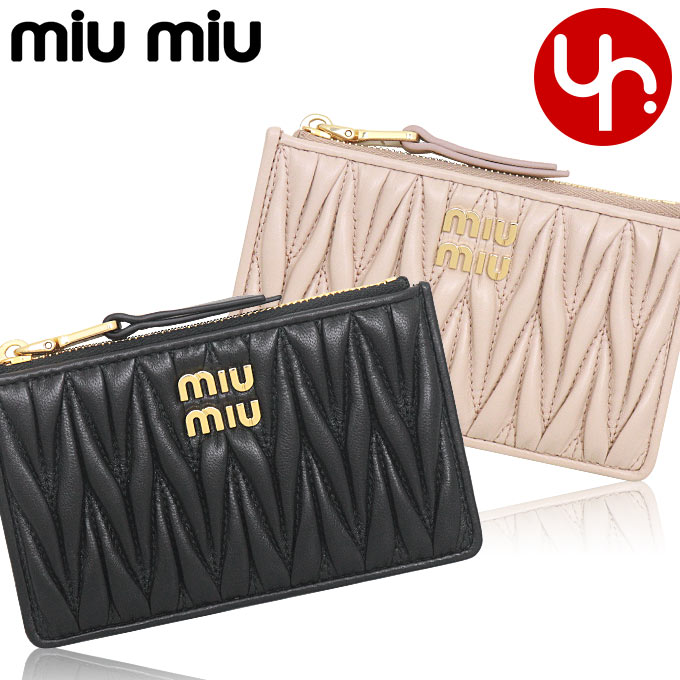 ミュウミュウ miumiu 財布 コインケース 5MB06M 2FPP マテラッセ レザー メタル ロゴ ポーチ ウォレット カード コインケース  レディース