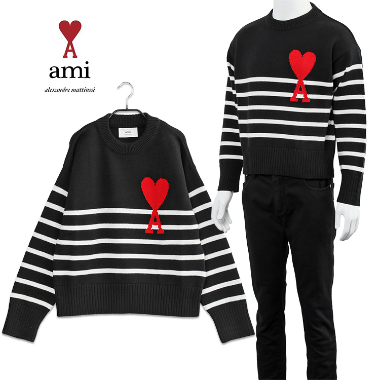 AMI PARIS アミ AMI DE COEUR クルーネック ストライプ セーター