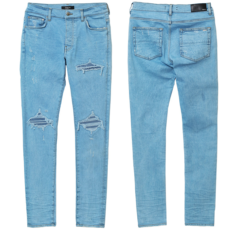 AMIRI アミリ AMDNSY1022 ASHLEY_BLUE Overdyed Mesh MX1 JEAN オーバーダイ メッシュ ダメージ デニムの画像