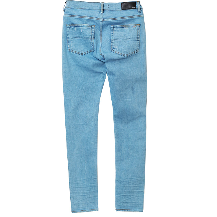 美品◎AMIRI アミリ ジーンズ ライトブルー ダメージ加工 34インチ AMIRI（アミリ） AMDNSY1022 ASHLEY_BLUE Overdyed Mesh MX1 JEAN