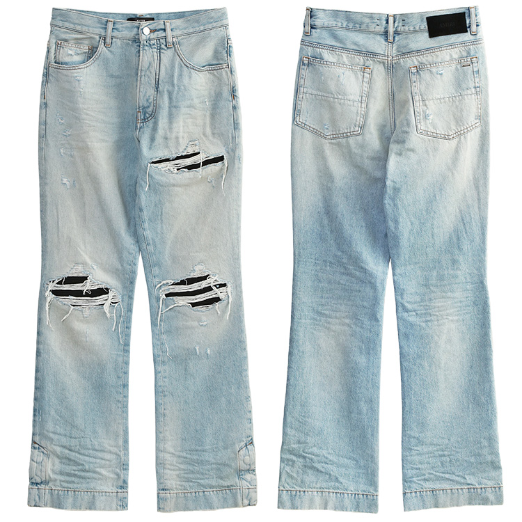 アミリ AMIRI リップド ジーンズ MX1 STRAIGHT FLARE JEAN AMBMJE1026-575 MIST INDIGOの画像