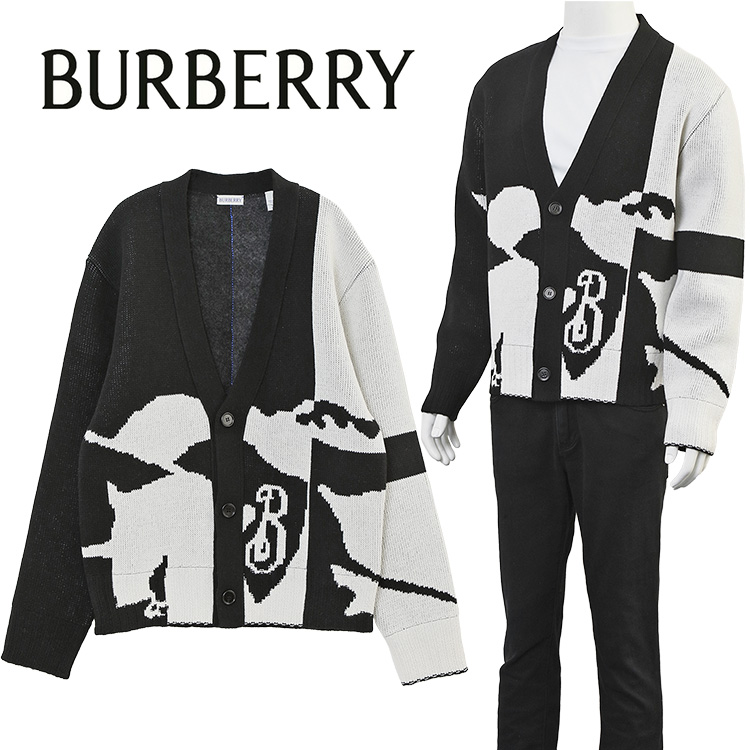 【BURBERRY】 EKDジャガード モヘアウールカーディガン チェック ウールモヘアブレンド カーディガン (スナッグ