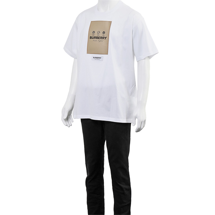 バーバリー BURBERRY SERGIO ラベルロゴ オーバーサイズ Tシャツ 8057529-A1464 WHITE ホワイト