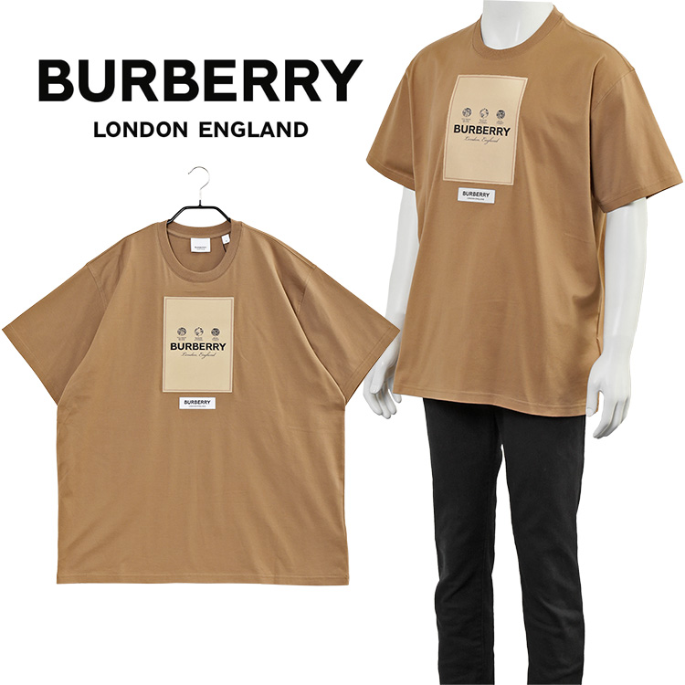 バーバリー BURBERRY SERGIO ラベルロゴ オーバーサイズ Tシャツ 8057530-A1420 CAMEL キャメル