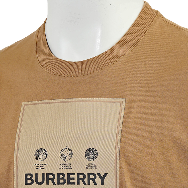 バーバリー BURBERRY SERGIO ラベルロゴ オーバーサイズ Tシャツ 8057530-A1420 CAMEL キャメル