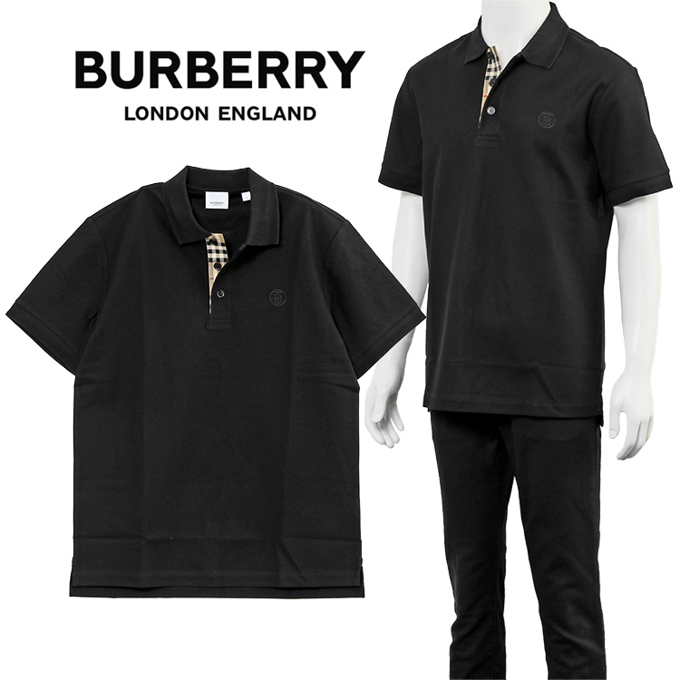 バーバリー ポロ BURBERRY モノグラムモチーフ コットンピケ ポロシャツ 8055228-A1189 BLACK