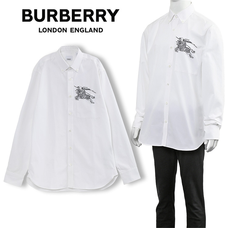 BURBERRY モノグラム EKD コットン スリムフィット シャツ 8070502-A1462 OPTIC WHITE オプティック ホワイト